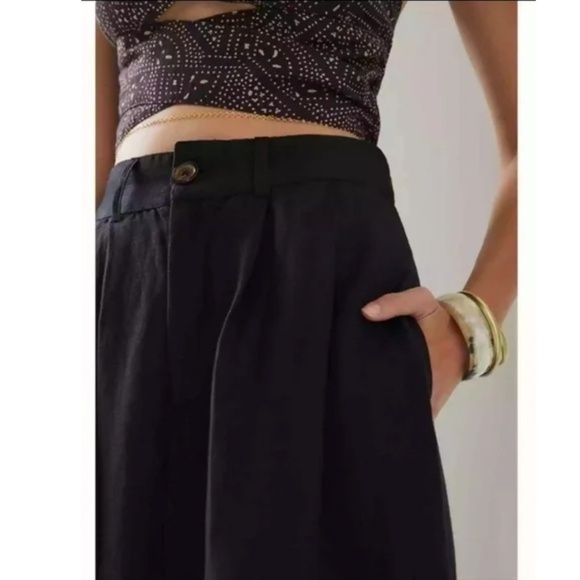 Anthropologie Linen Blend Black Maxi Skirt Size 4 - Picture 2 of 13